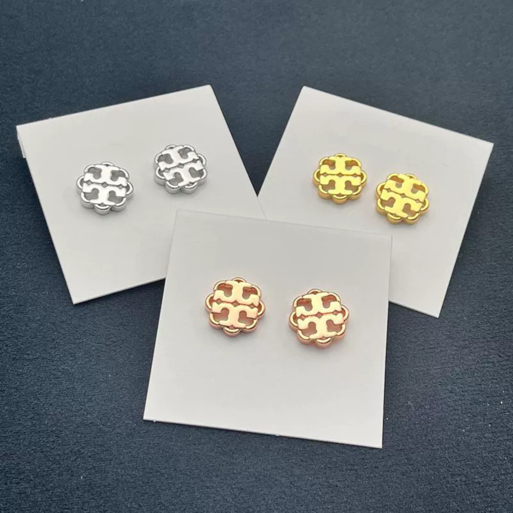 Tory Burch Gold Plated Copper Double Earrings Lace Cutout